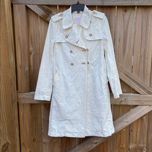 Vintage Rebecca Taylor Coated Linen Double-Breasted Trench